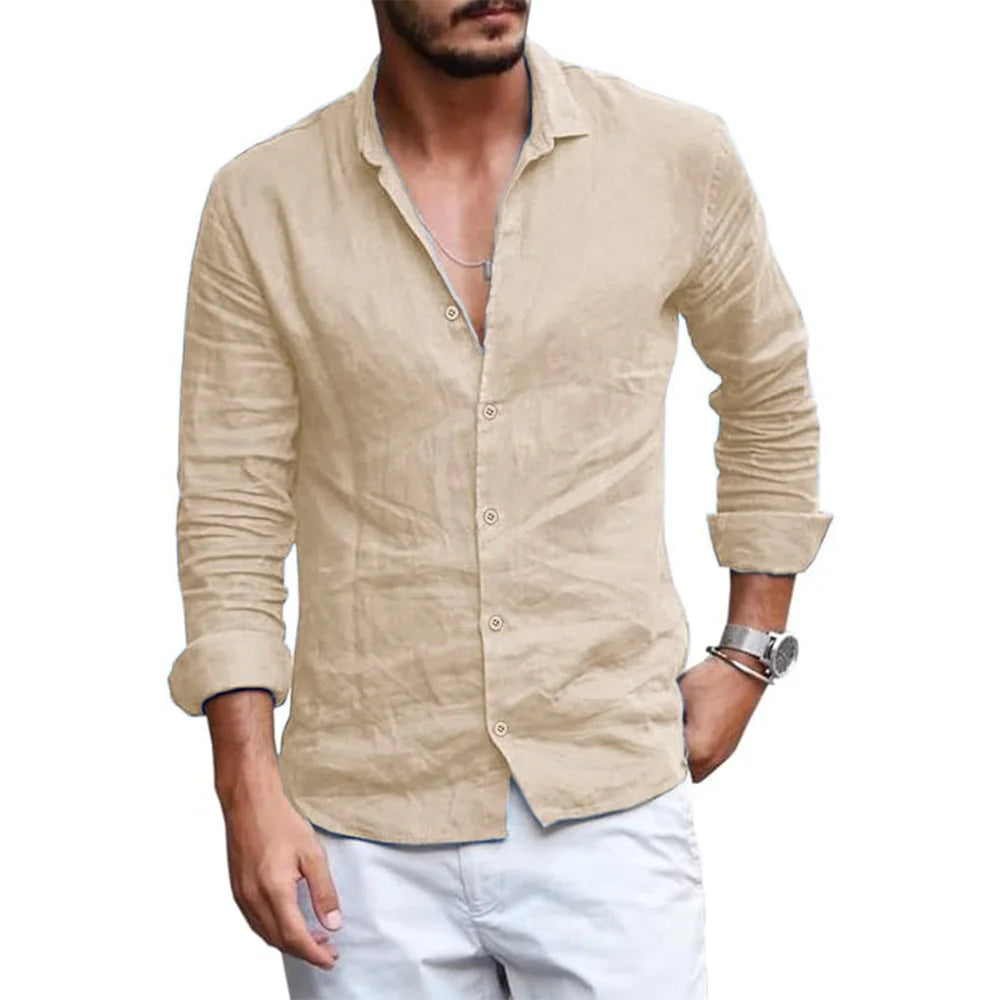 Men's Breathable Linen Shirt | Casual Long Sleeve Button-Up for Summer