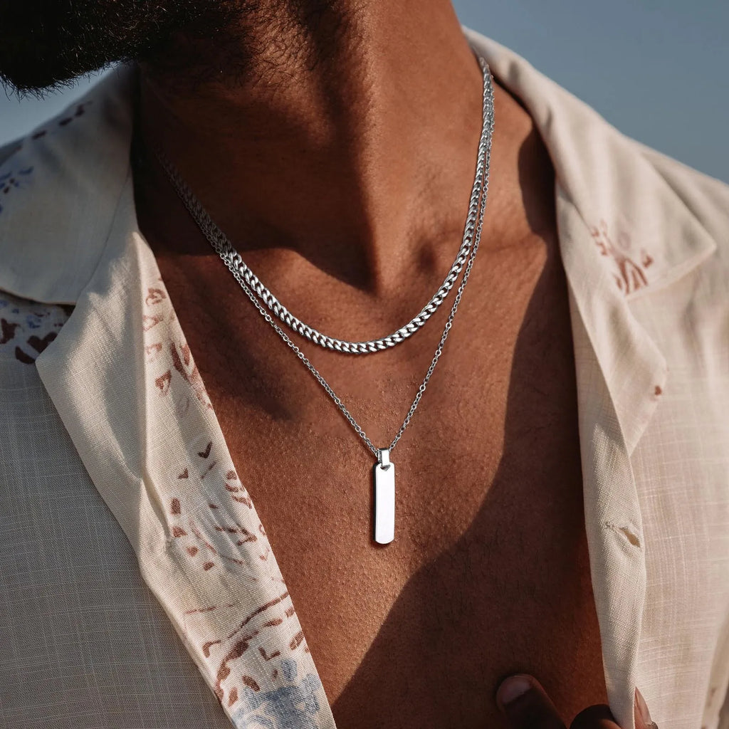 Minimalist Vertical Bar Pendant Necklace | Stainless Steel for Men