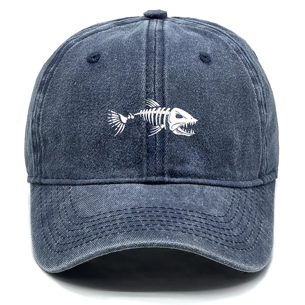 FishBone Embroidered Dad Hat | Vintage Washed Cotton Cap