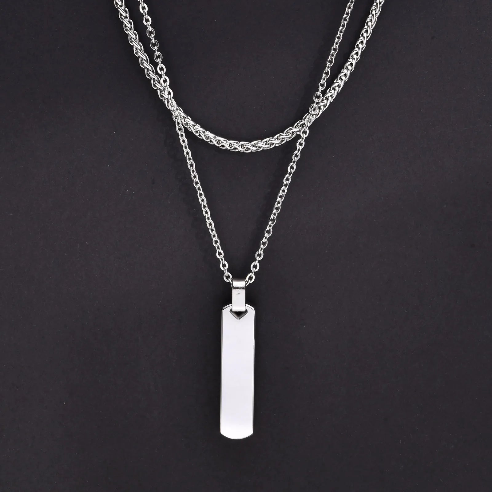 Minimalist Vertical Bar Pendant Necklace | Stainless Steel for Men
