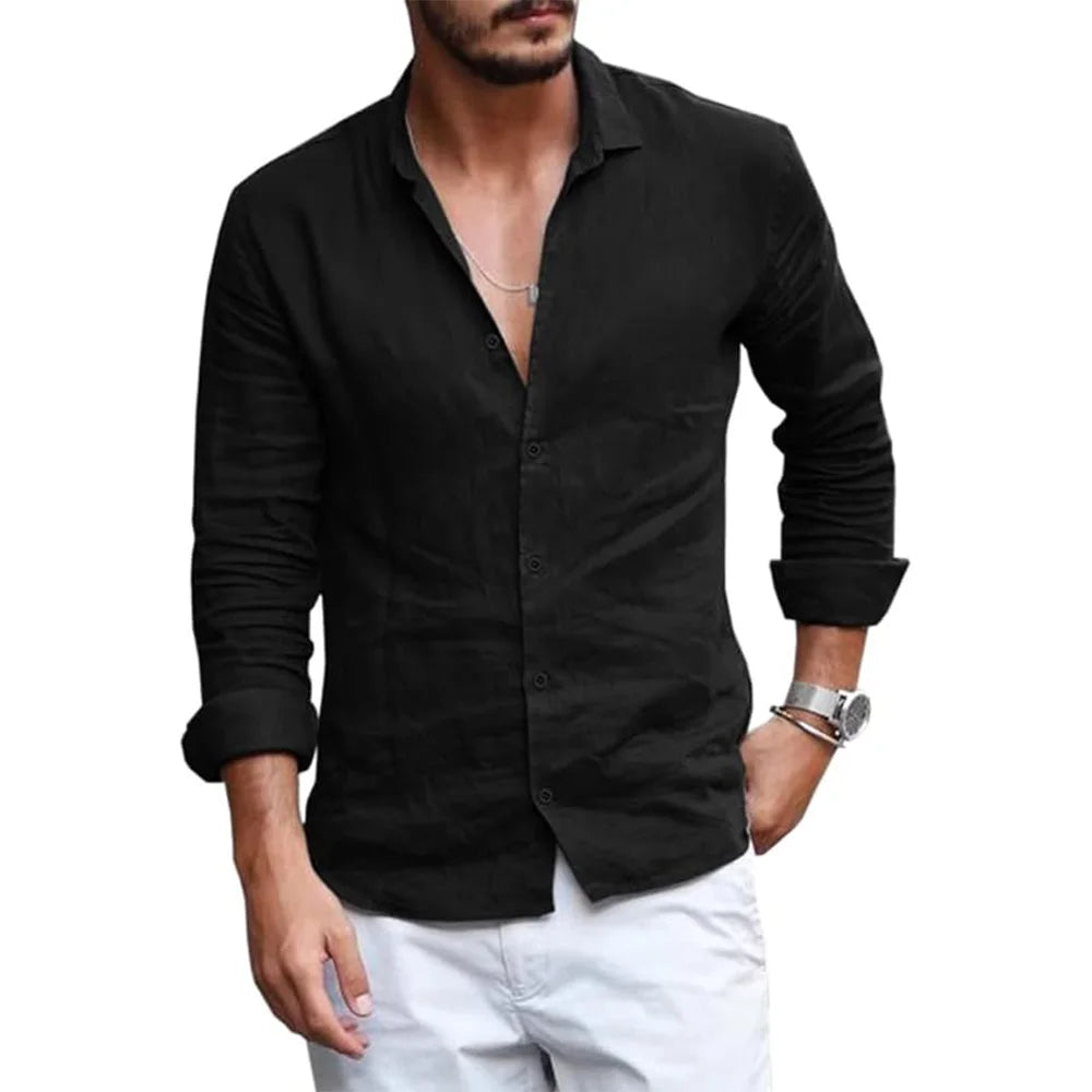 Men's Breathable Linen Shirt | Casual Long Sleeve Button-Up for Summer