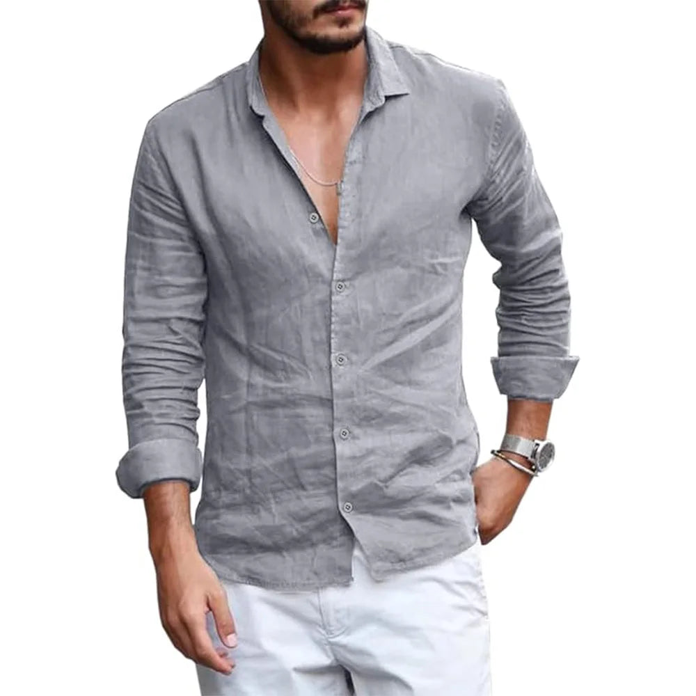 Men's Breathable Linen Shirt | Casual Long Sleeve Button-Up for Summer