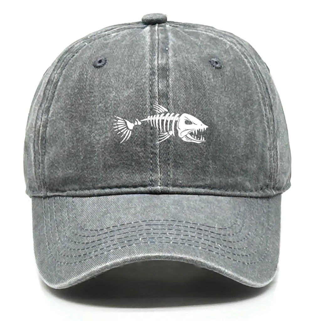 FishBone Embroidered Dad Hat | Vintage Washed Cotton Cap