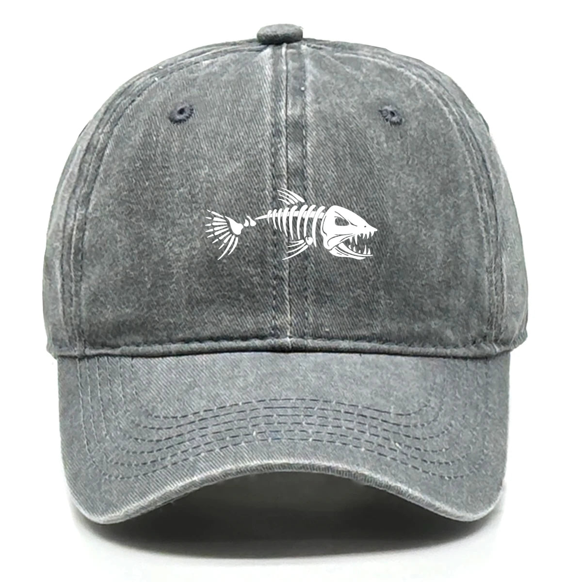FishBone Embroidered Dad Hat | Vintage Washed Cotton Cap