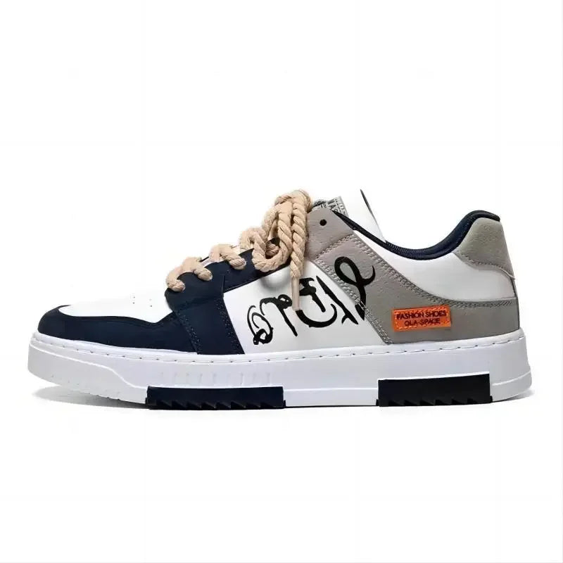 Men's Color Block Streetwear Sneakers | "Street Seoul Kicks" with Graffiti Graphic