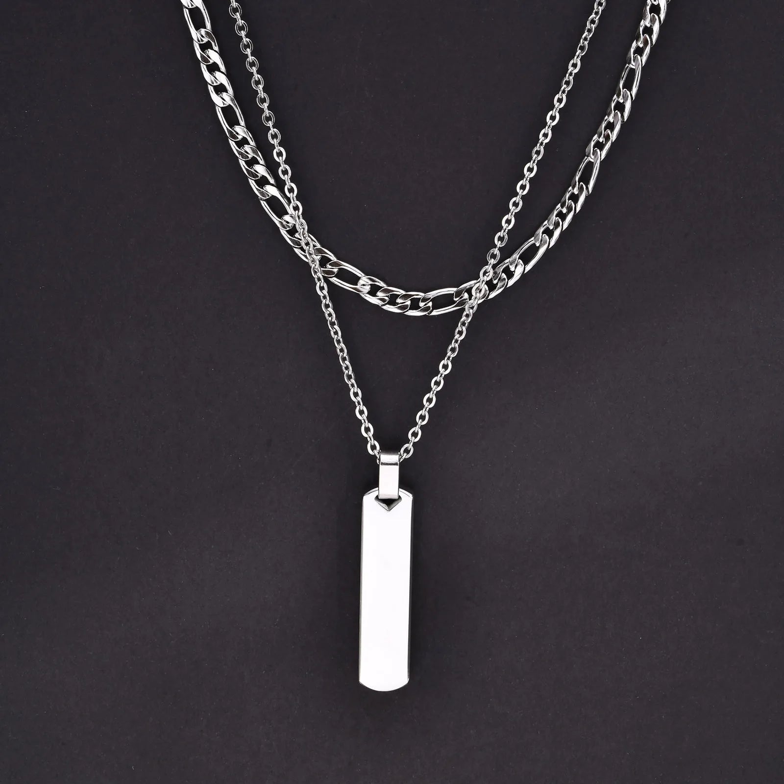 Minimalist Vertical Bar Pendant Necklace | Stainless Steel for Men