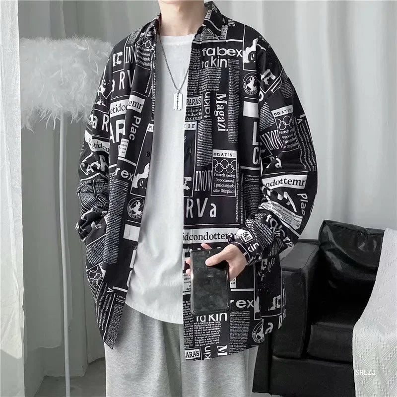 Men's Newsprint Haori Jacket | Underground Press™ Oversized Streetwear Top