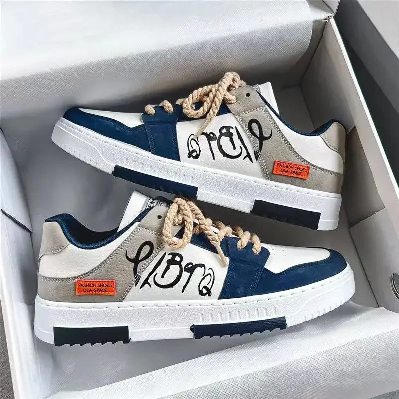 Men's Color Block Streetwear Sneakers | "Street Seoul Kicks" with Graffiti Graphic