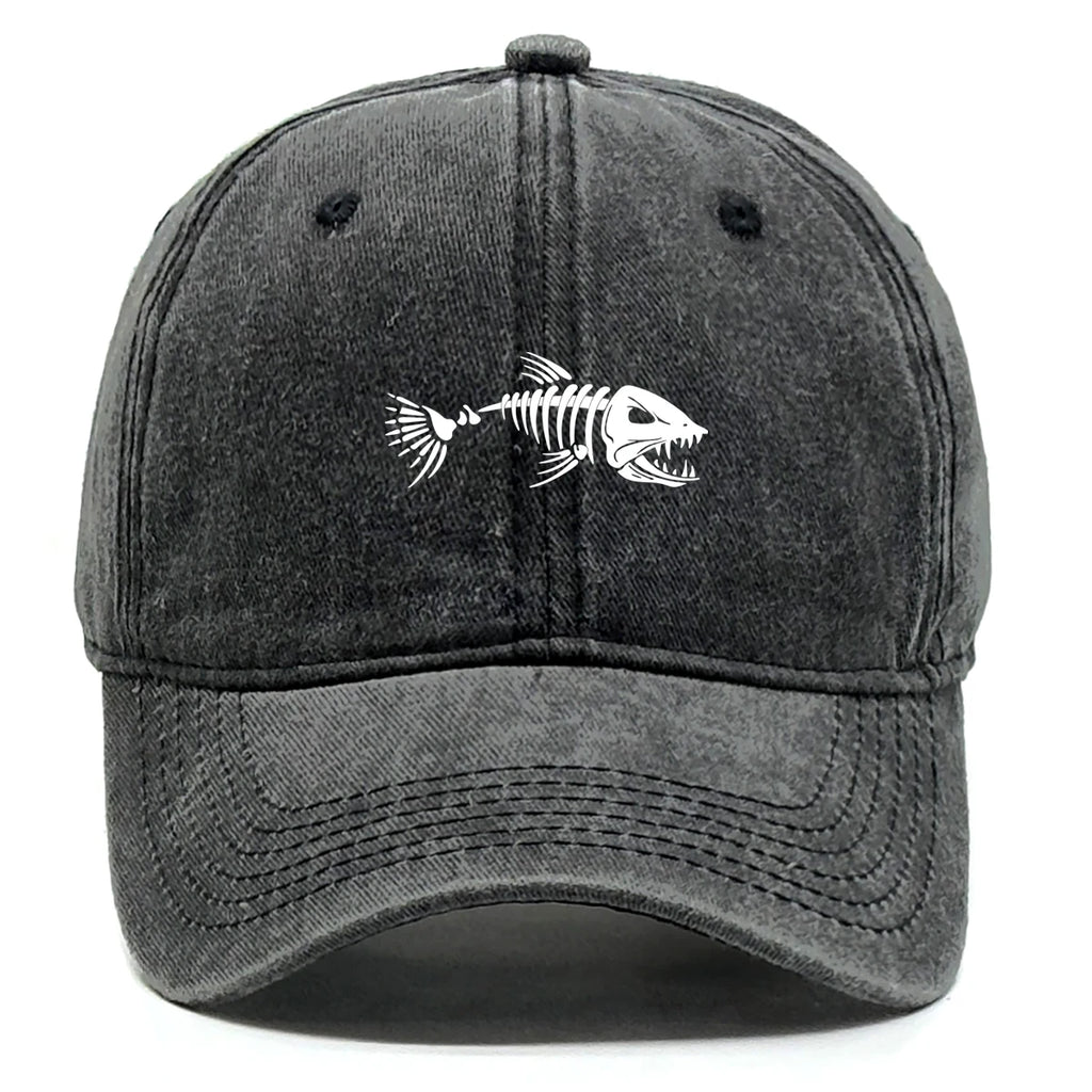 FishBone Embroidered Dad Hat | Vintage Washed Cotton Cap