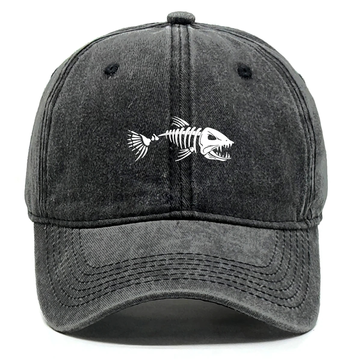 FishBone Embroidered Dad Hat | Vintage Washed Cotton Cap