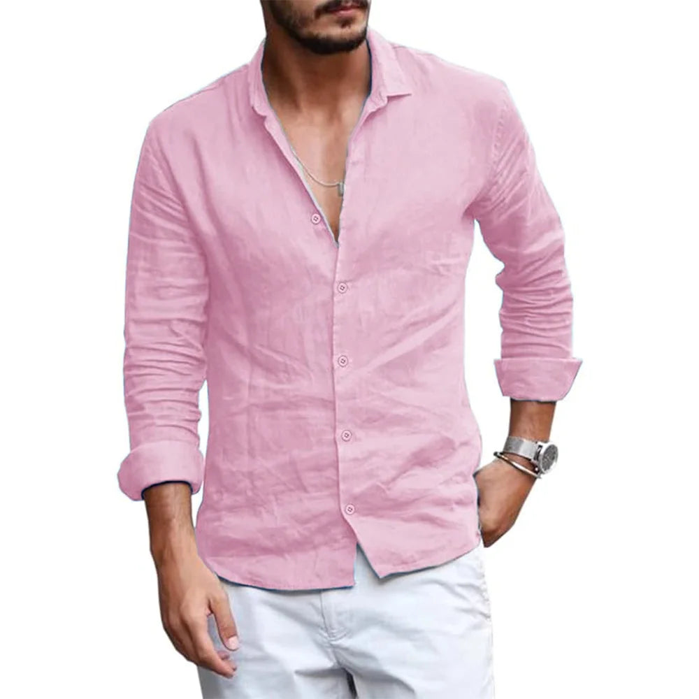 Men's Breathable Linen Shirt | Casual Long Sleeve Button-Up for Summer