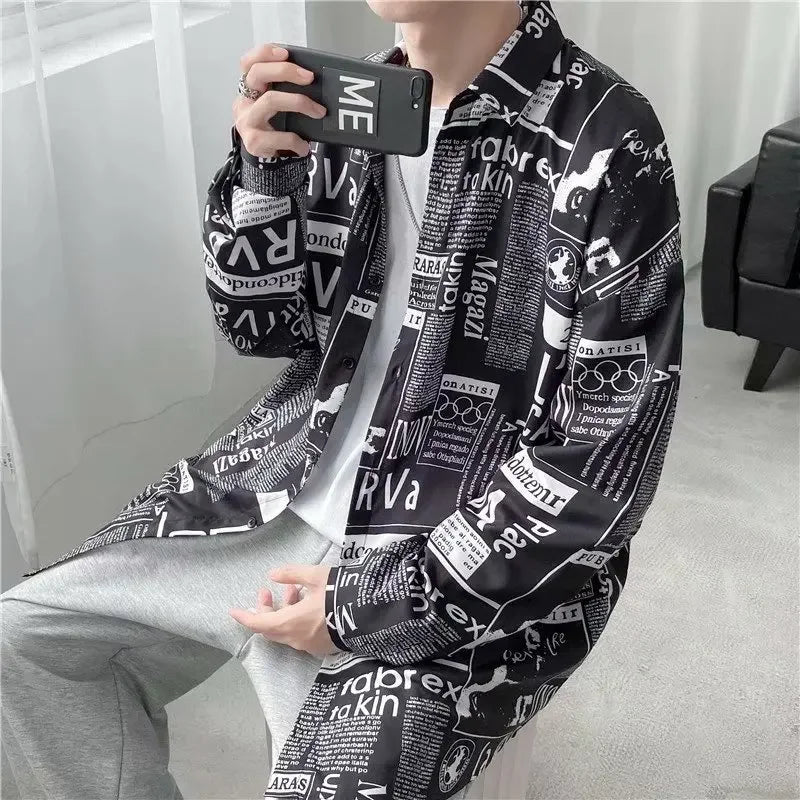 Men's Newsprint Haori Jacket | Underground Press™ Oversized Streetwear Top
