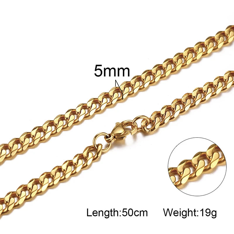 Retro Cuban Link Chain Necklace for Men | Stainless Steel Hip Hop Jewelry