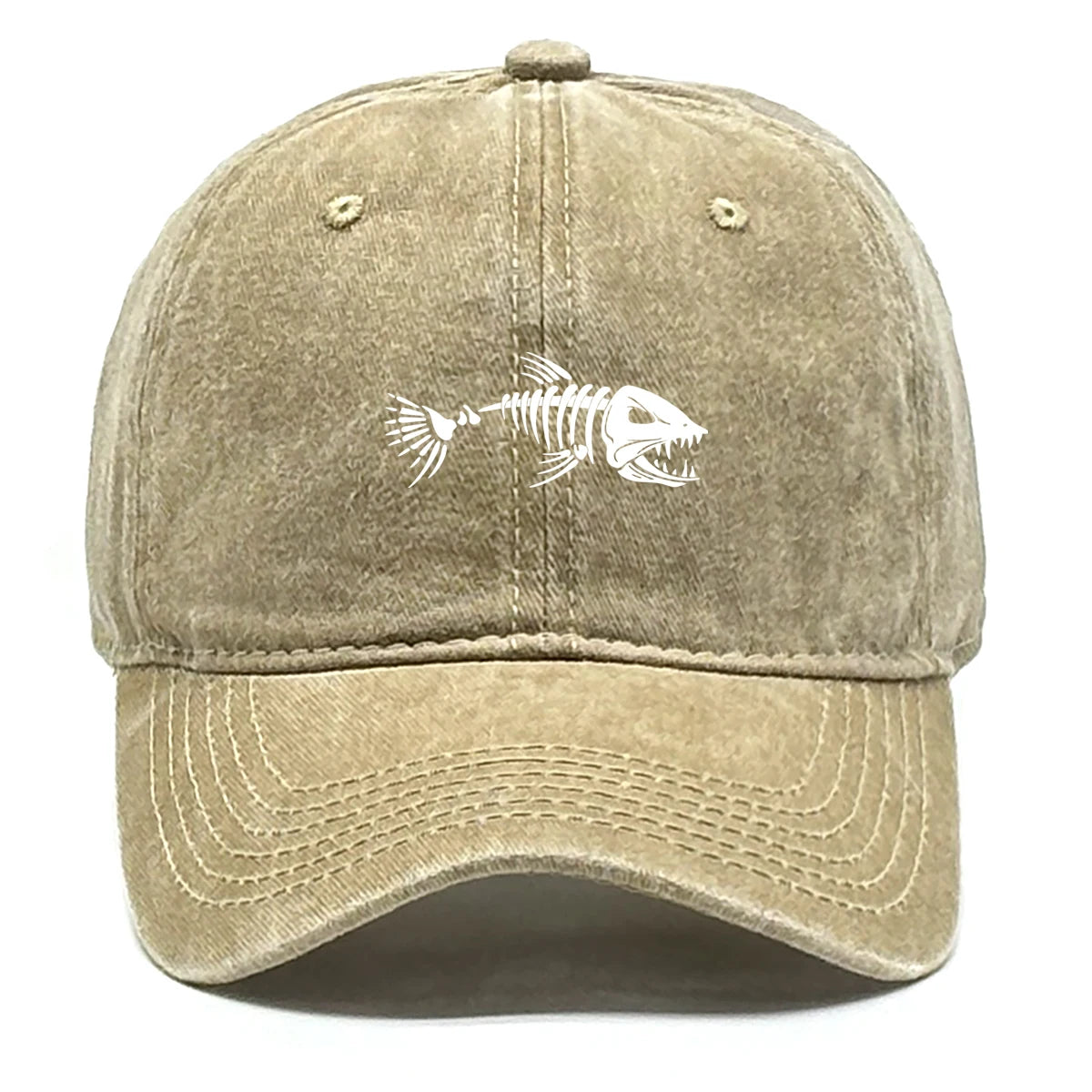 FishBone Embroidered Dad Hat | Vintage Washed Cotton Cap
