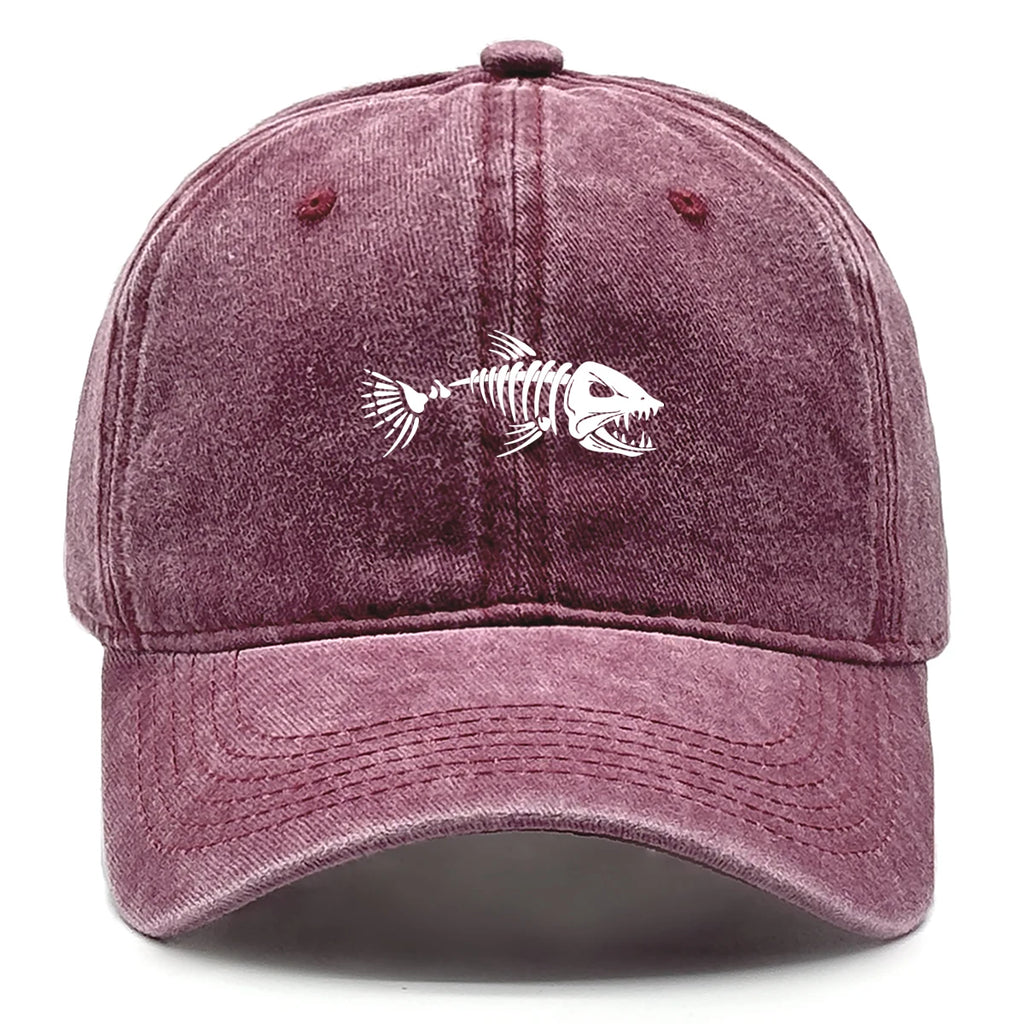 FishBone Embroidered Dad Hat | Vintage Washed Cotton Cap