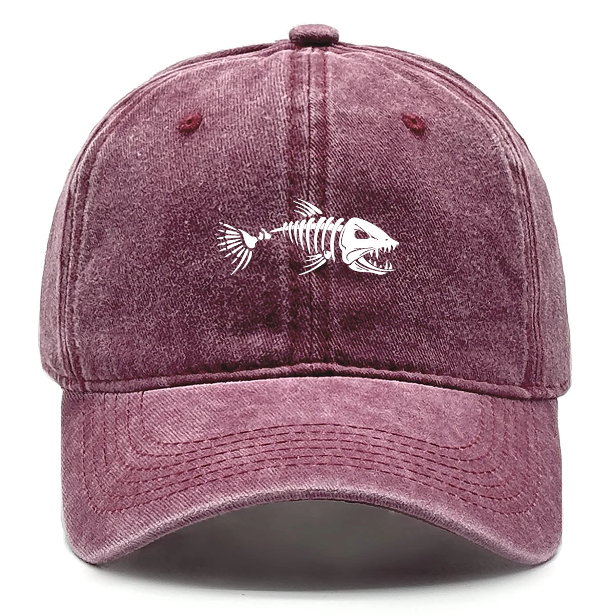 FishBone Embroidered Dad Hat | Vintage Washed Cotton Cap