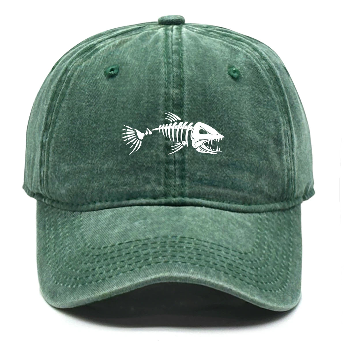 FishBone Embroidered Dad Hat | Vintage Washed Cotton Cap
