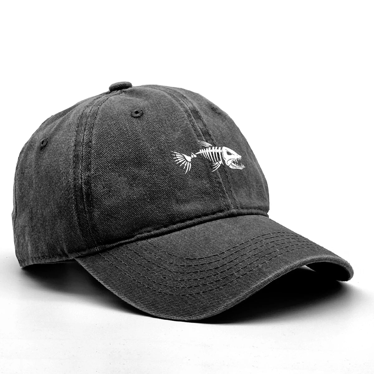 FishBone Embroidered Dad Hat | Vintage Washed Cotton Cap