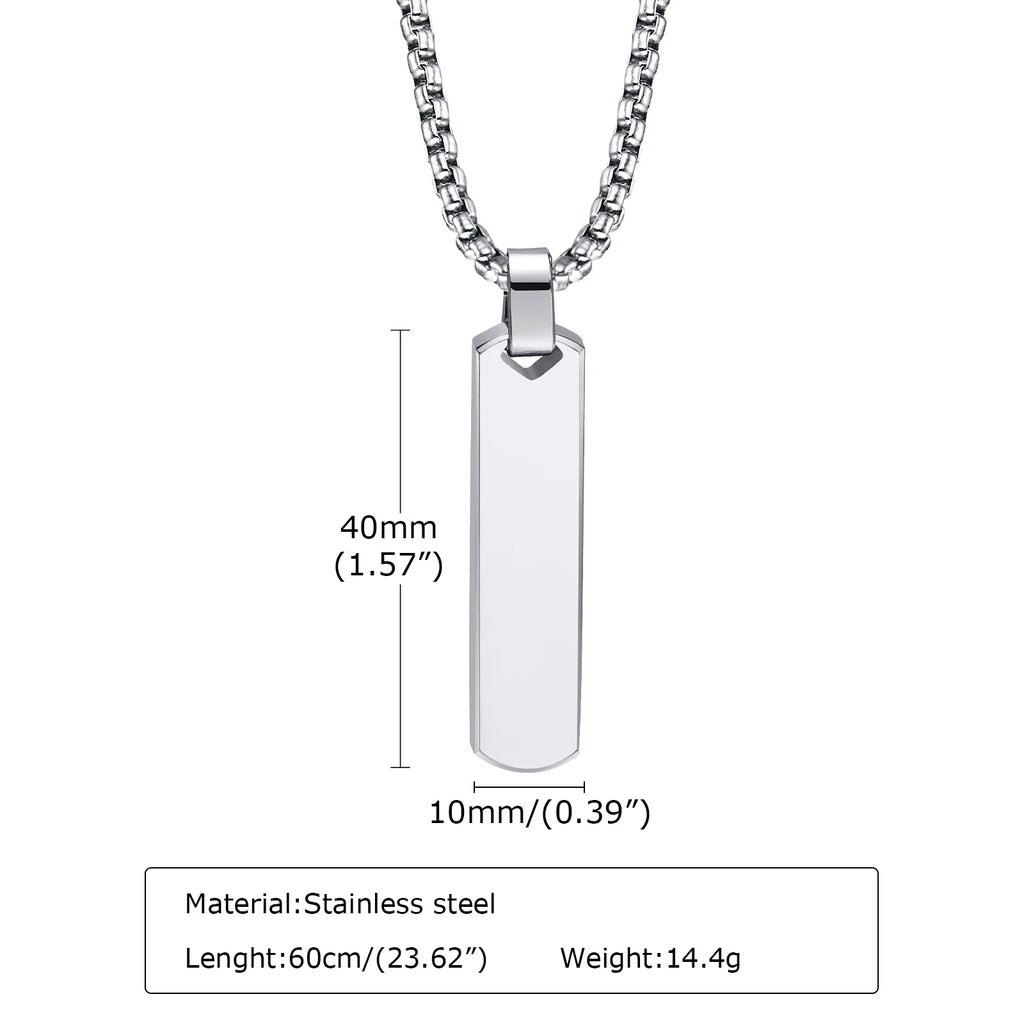 Minimalist Vertical Bar Pendant Necklace | Stainless Steel for Men