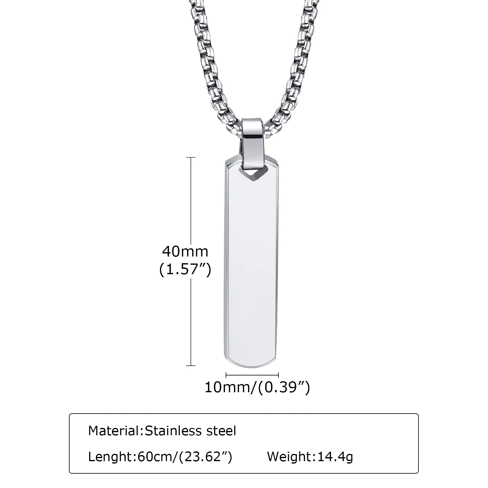 Minimalist Vertical Bar Pendant Necklace | Stainless Steel for Men