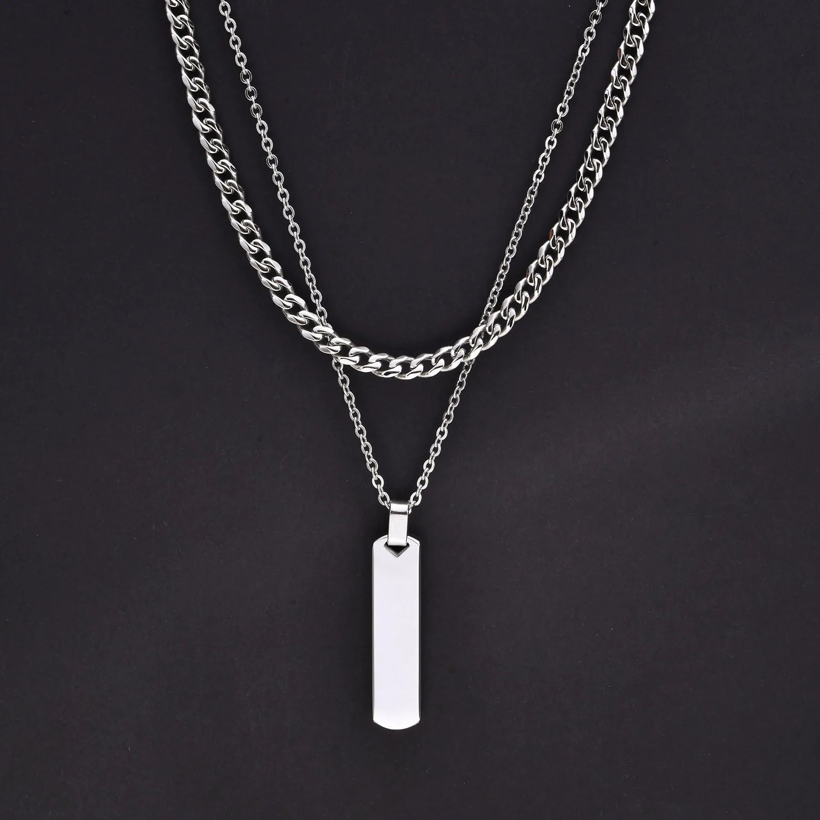 Minimalist Vertical Bar Pendant Necklace | Stainless Steel for Men