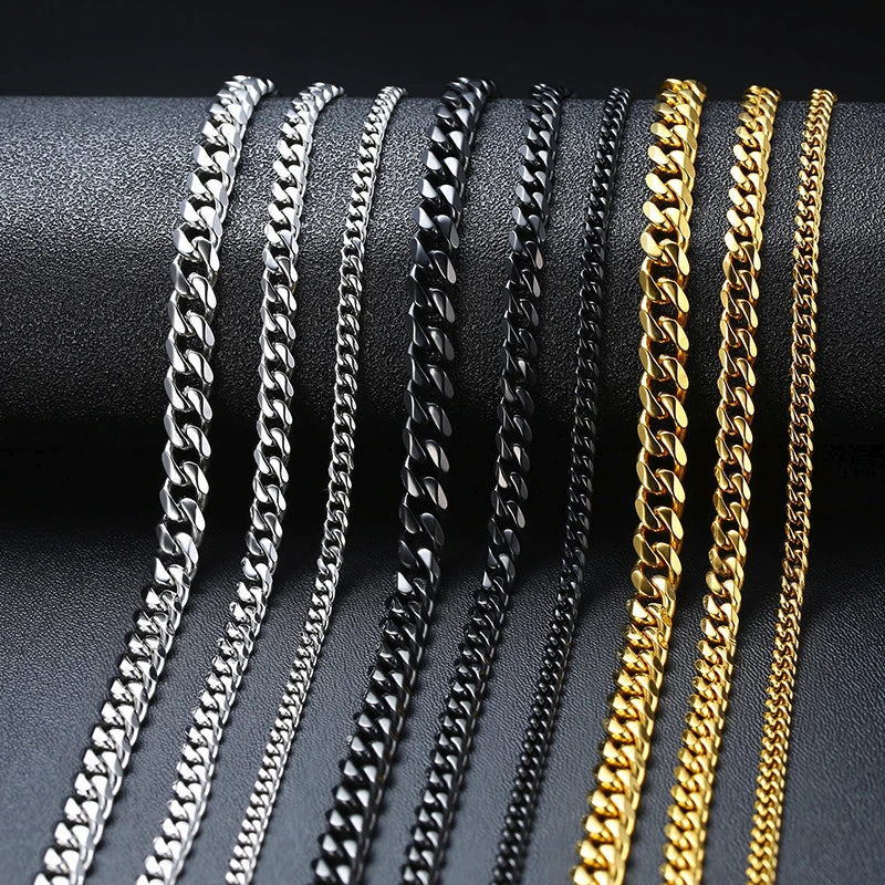 Retro Cuban Link Chain Necklace for Men | Stainless Steel Hip Hop Jewelry