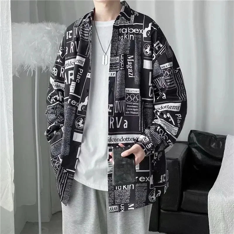 Men's Newsprint Haori Jacket | Underground Press™ Oversized Streetwear Top