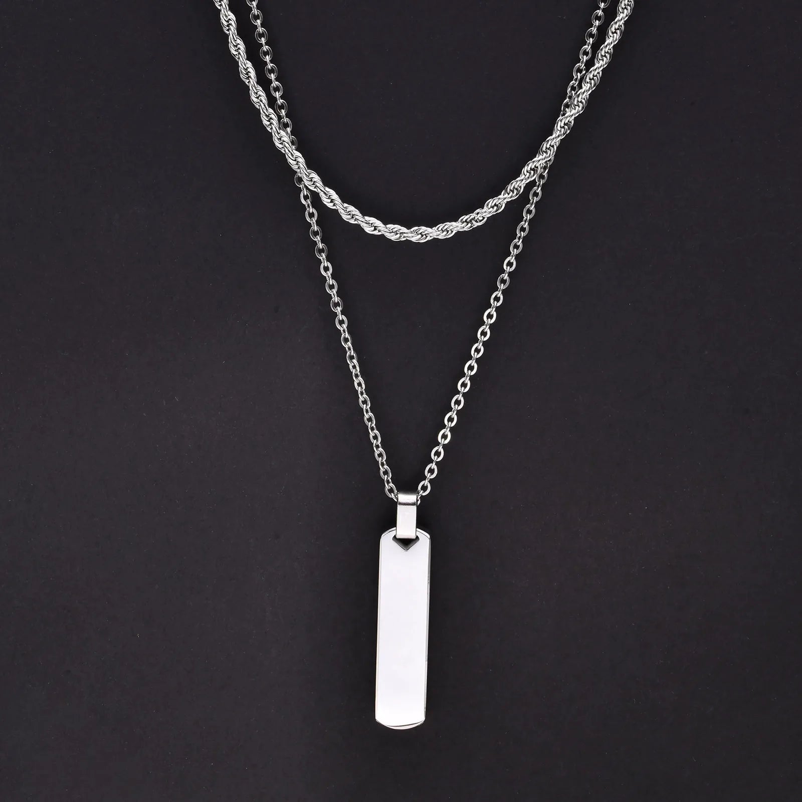 Minimalist Vertical Bar Pendant Necklace | Stainless Steel for Men