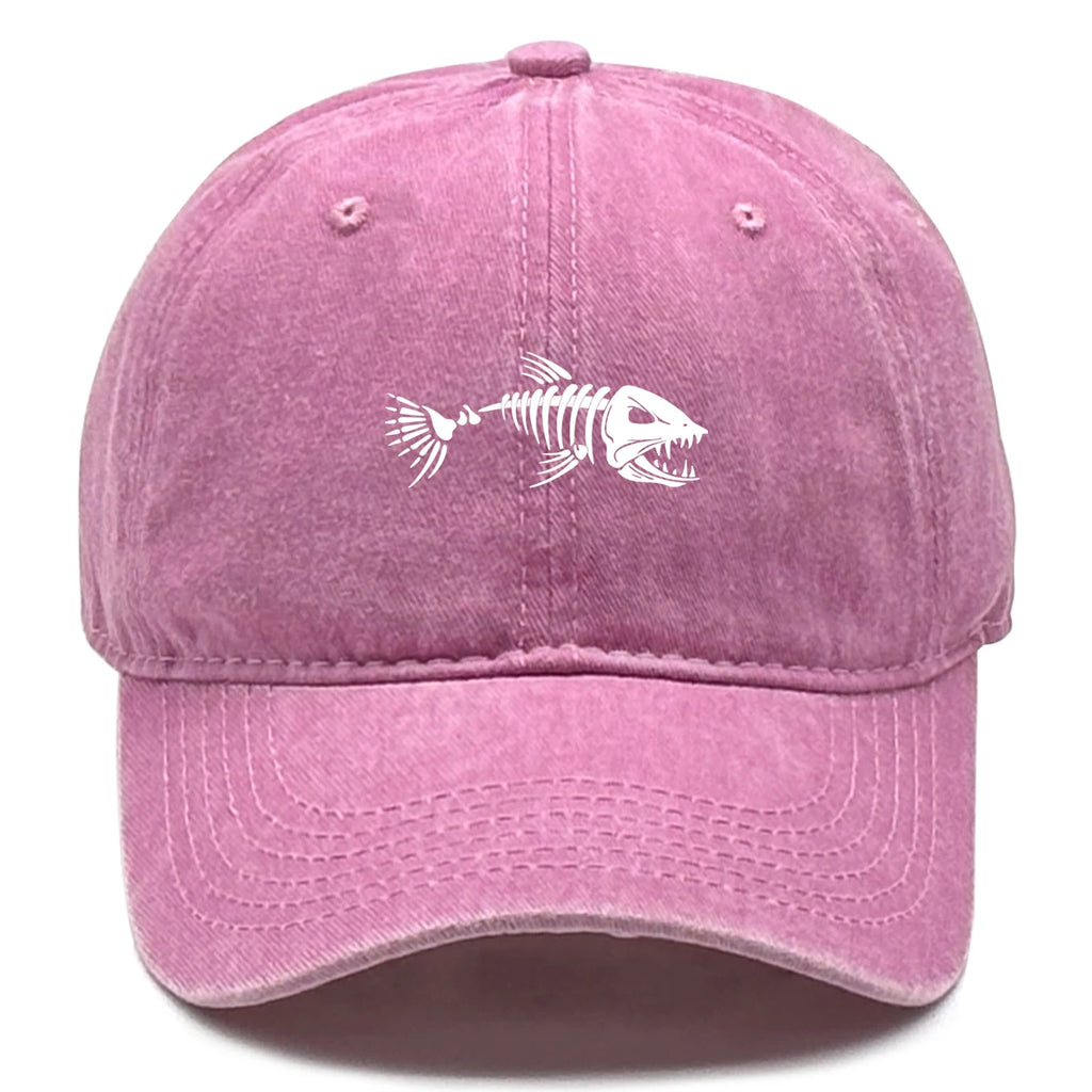 FishBone Embroidered Dad Hat | Vintage Washed Cotton Cap