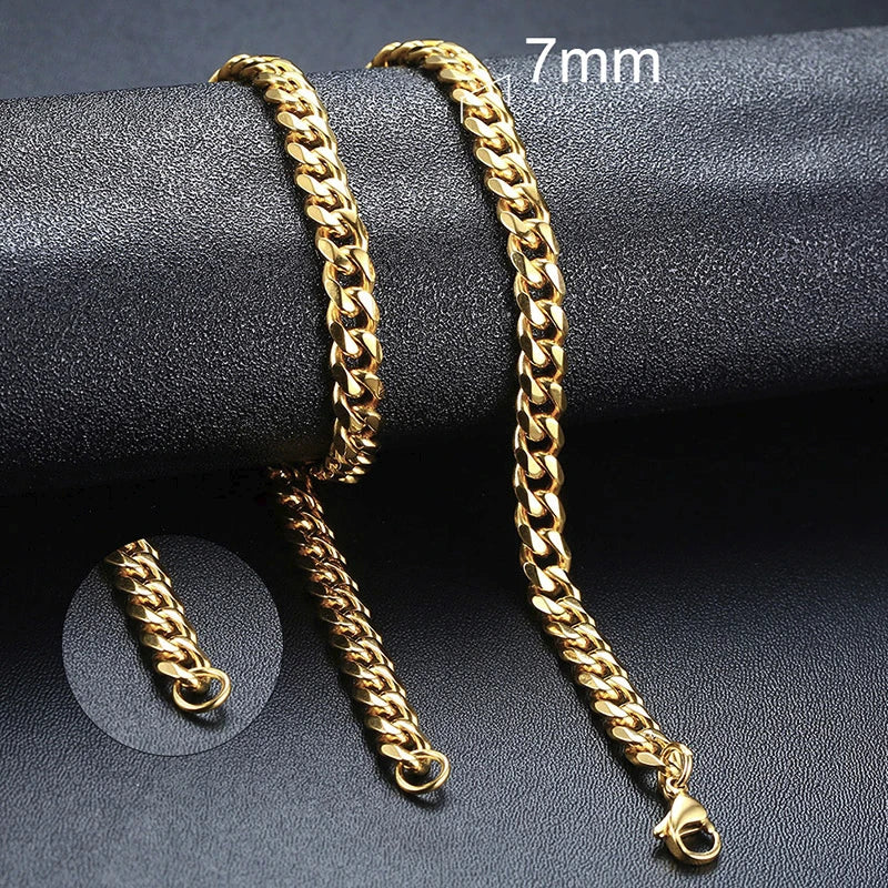 Retro Cuban Link Chain Necklace for Men | Stainless Steel Hip Hop Jewelry