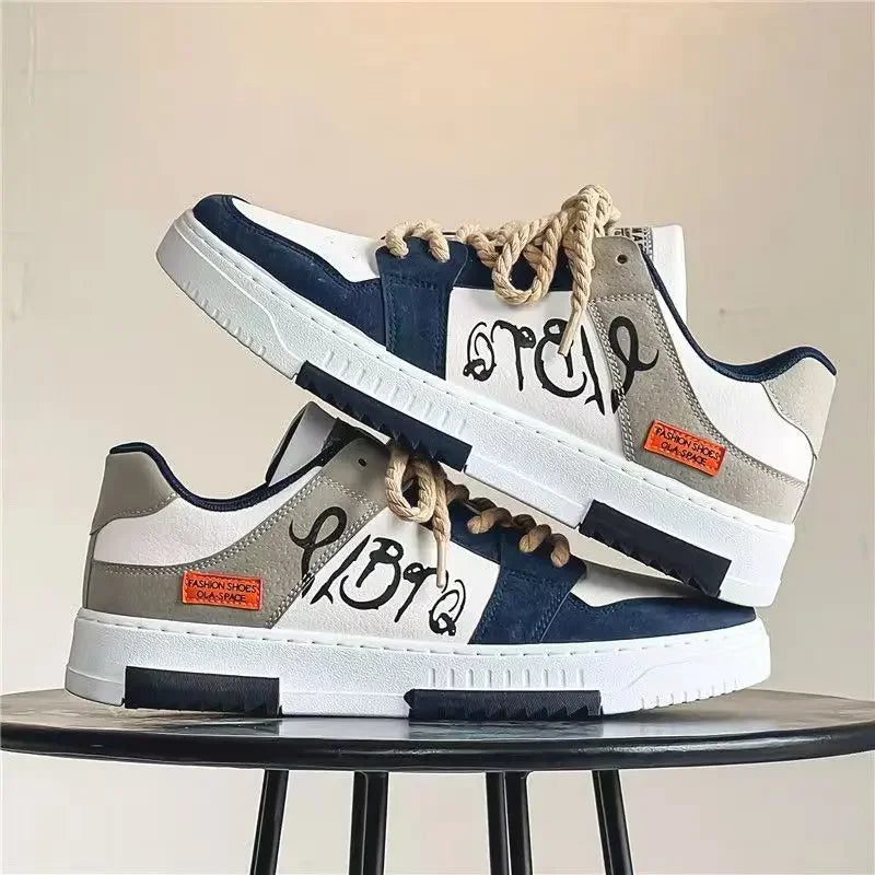 Men's Color Block Streetwear Sneakers | "Street Seoul Kicks" with Graffiti Graphic