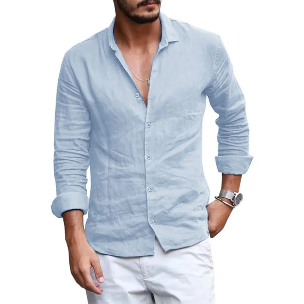 Men's Breathable Linen Shirt | Casual Long Sleeve Button-Up for Summer