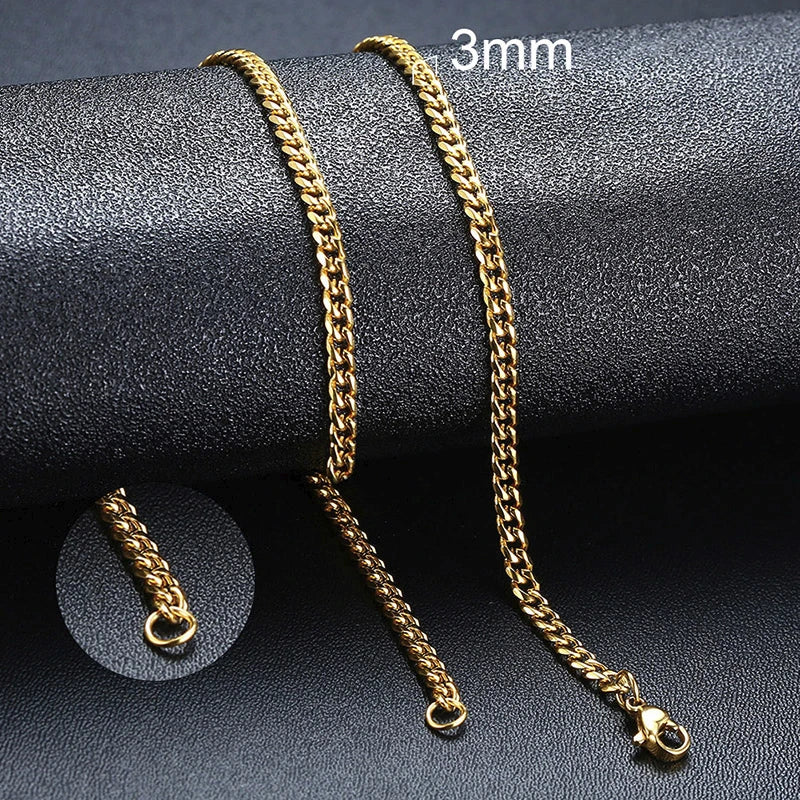 Retro Cuban Link Chain Necklace for Men | Stainless Steel Hip Hop Jewelry