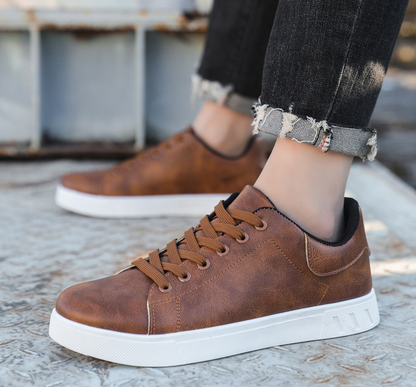 Brown Leather Casual Sneakers